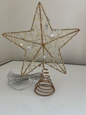 Gold Star Tree Topper with Silver Accents - Home Holiday